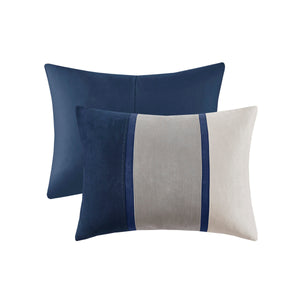 Blue Faux Suede 7 Piece Comforter Set with Coordinated Pillows - California King