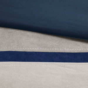 Blue Faux Suede 7 Piece Comforter Set with Coordinated Pillows - California King