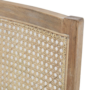 Cane Back Upholstered Accent Chair with Upholstered Seat - Natural