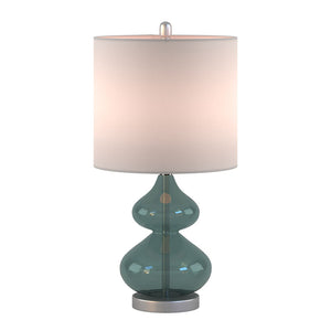 Ellipse Curved Glass Table Lamp Set of 2 with Curved Blue Glass Base - Blue