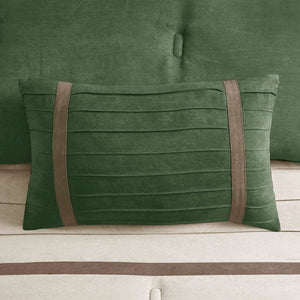 Faux Suede Comforter Set with Hypoallergenic Filling - Green