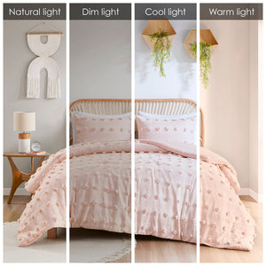Full/Queen Clip Jacquard Comforter Set with Hypoallergenic Filling - White