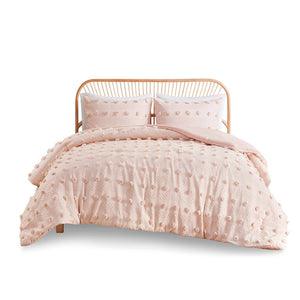 Full/Queen Clip Jacquard Comforter Set with Hypoallergenic Filling - White