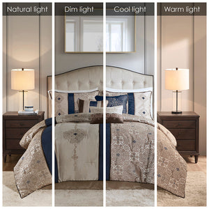 King 7 Piece Jacquard Comforter Set with Throw Pillows