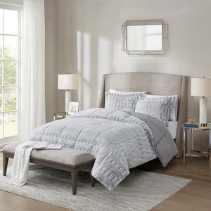 King/Cal King Faux Fur Comforter Mini Set with Hypoallergenic Fill - Grey