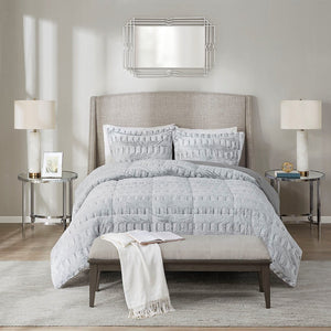 King/Cal King Faux Fur Comforter Mini Set with Hypoallergenic Fill - Grey