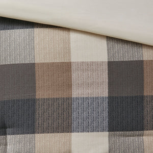 Neutral Herringbone Comforter Set with 15" Drop Bed Skirt - California King