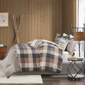 Neutral Herringbone Comforter Set with 15" Drop Bed Skirt - California King