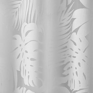 Palm Leaf Burnout Sheer Window Curtain with Antique Silver Grommets - White