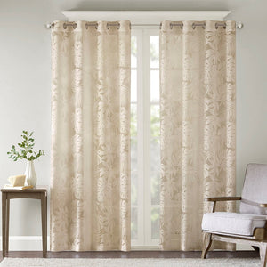Palm Leaf Burnout Window Sheer Curtain with Palm Leaf Design - Natural