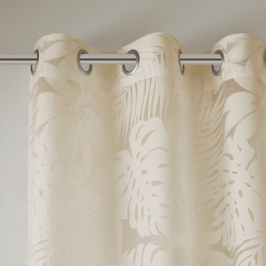 Palm Leaf Burnout Window Sheer Curtain with Palm Leaf Design - Natural