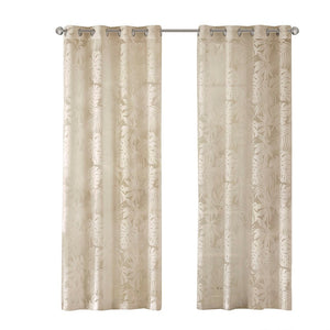 Palm Leaf Burnout Window Sheer Curtain with Palm Leaf Design - Natural
