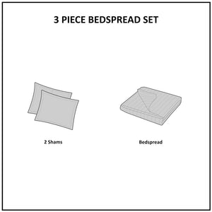 Reversible Bedspread Set with Medallion Quilting - Cream Full/Queen