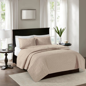 Reversible Quilt Set with Antimicrobial Cotton - Khaki Full/Queen