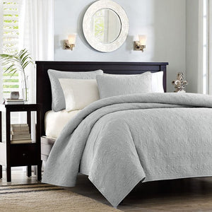 Reversible Quilt Set with Antimicrobial Cotton - Grey King/Cal King