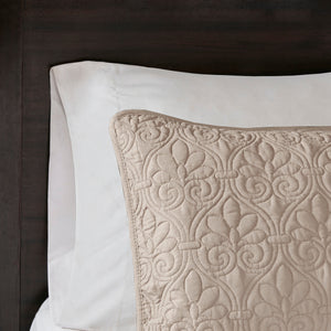Reversible Quilt Set with Antimicrobial Cotton - Khaki Full/Queen