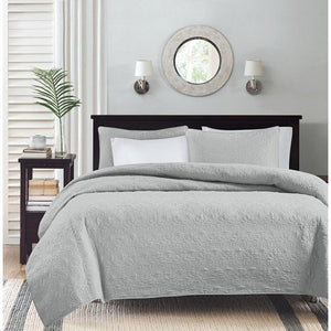 Reversible Quilt Set with Antimicrobial Cotton - Grey King/Cal King