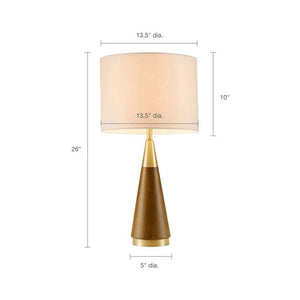 Triangular Table Lamp with Espresso Wood Grain and Linen Shade - Gold & Brown