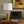Triangular Table Lamp with Espresso Wood Grain and Linen Shade - Gold & Brown