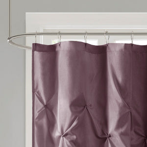 Tufted Semi-Sheer Shower Curtain with Textured Tufting - Soft Plum