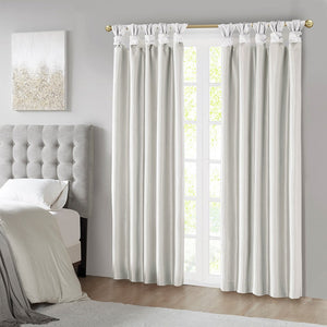 Twist Tab Total Blackout Window Curtain Panel with Thermal Lining - White
