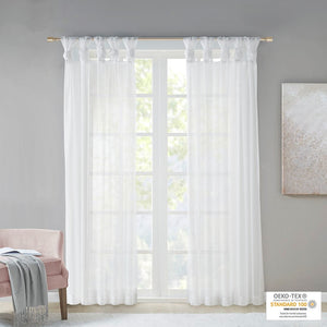 Twist Tab Voile Sheer Window Pair with Twist Tab Top – White Sheer Curtains