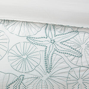 White King Comforter Set with Coastal Embroidery - 100% Cotton