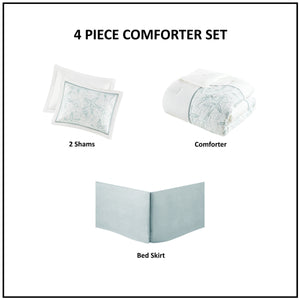 White King Comforter Set with Coastal Embroidery - 100% Cotton