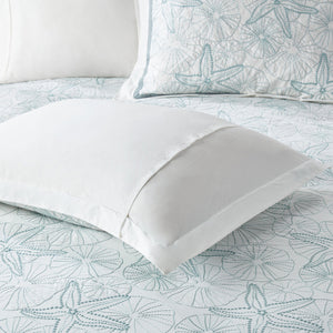 White King Duvet Cover Mini Set with Seashell Embroidery