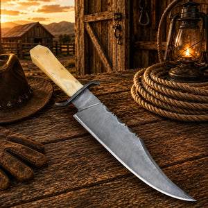 Juan Padillo Bowie Knife 5160 Spring Steel Bone Handle