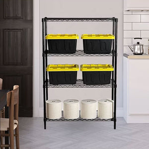 Juggernaut Storage 36" x 54" 4-Tier Freestanding Wire Home Shelving Unit, Black