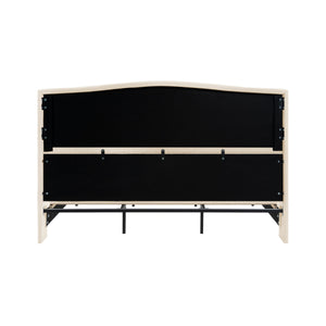 King Size Bed Frame with Upholstered Teddy Velvet Headboard - White