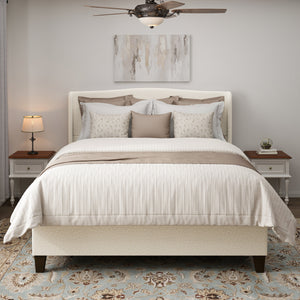 King Size Bed Frame with Upholstered Teddy Velvet Headboard - White