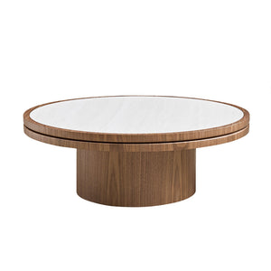 Walnut Coffee Table with Sintered Stone Top - 35.43 Inch
