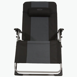 Kamp-Rite Outdoor Folding Recliner Zero Gravity Chair w/Head Pillow, Gray/Black