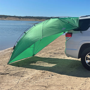 Kamp-Rite Outdoor Shade Camping Awning for SUV Sport Vehicle & Carry Bag, Green