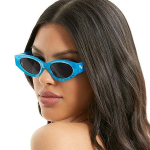 Kat x Money Moves - Blue Cateye Sunglasses - TRAPSKI