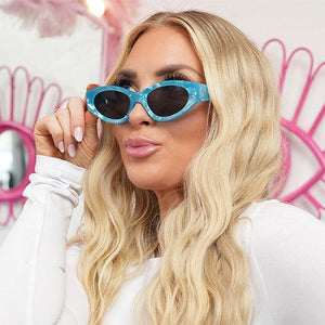 Kat x Money Moves - Blue Cateye Sunglasses - TRAPSKI