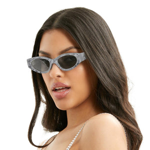 Kat x Money Moves - Grey Cateye Sunglasses - TRAPSKI