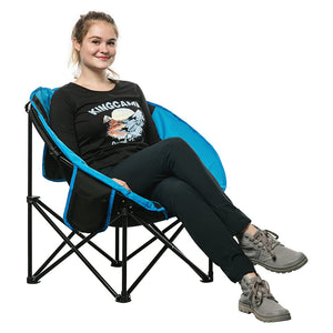 KingCamp Foldable Indoor/Outdoor Saucer Lounge Camping & Room Chair, Black/Blue