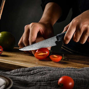 Kerie VG10 Chef Knife Damascus Petty Knife with Carbon Fiber & Aluminum Composite - TRAPSKI