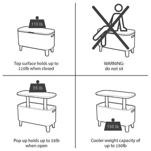 Keter Breeze Bar 17 Gallon Cooler with Pop-Up Table Top Bar Cart, Espresso Brown