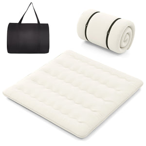 Queen/King/Twin/Full Futon Mattress Floor Sleeping Pad with Washable Cover Beige
