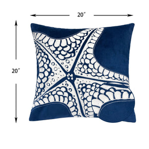 Indigo Starfish Accent Pillows with Hidden Zipper - Set of 2