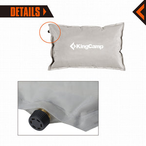 KingCamp Double Self Inflating Camping Sleeping Pad Mat with 2 Pillows, Gray