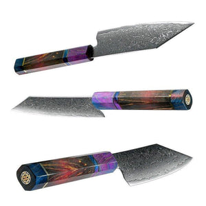 KODACHI VG10 Damascus Bunka Knife with Rosewood Burl Handle - TRAPSKI, LLC