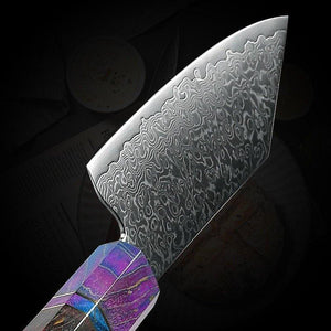 KODACHI VG10 Damascus Bunka Knife with Rosewood Burl Handle - TRAPSKI, LLC
