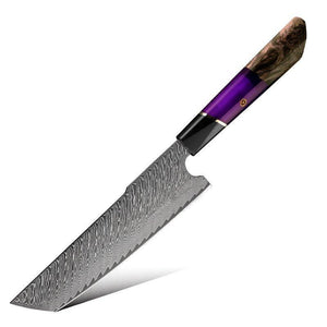 Kotetsu VG10 Chef Knife Damascus Nakiri Knife with Exotic Rose Wood & Resin Handle - TRAPSKI