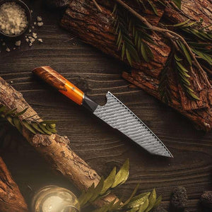Kotetsu VG10 Damascus Chef Knife with Exotic Olive Wood Burl Handle - TRAPSKI