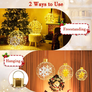 3 Pieces Pre-Lit Lantern Balls with 732 Bright LED Lights and Ground Stakes